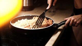 Bitch Cooked Dinner and a Slobbering Blowjob. Fucked Hard on the Kitchen Table